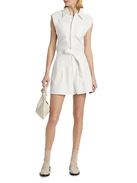Eliza Denim Sleeveless Belted Romper
