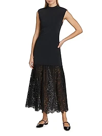 Suzy Sleeveless Lace-Hem Maxi Dress
