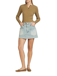Alba Patch-Pocket Denim Miniskirt