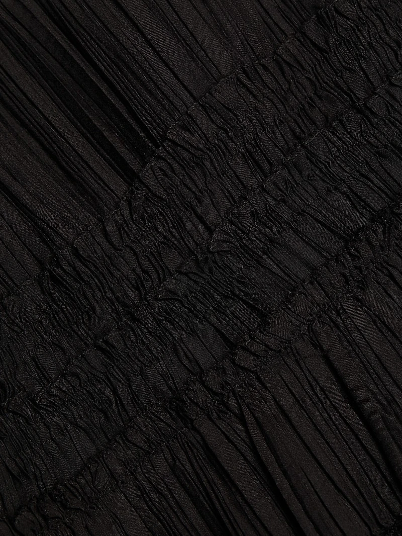Plissé Ruffled Midi-Dress