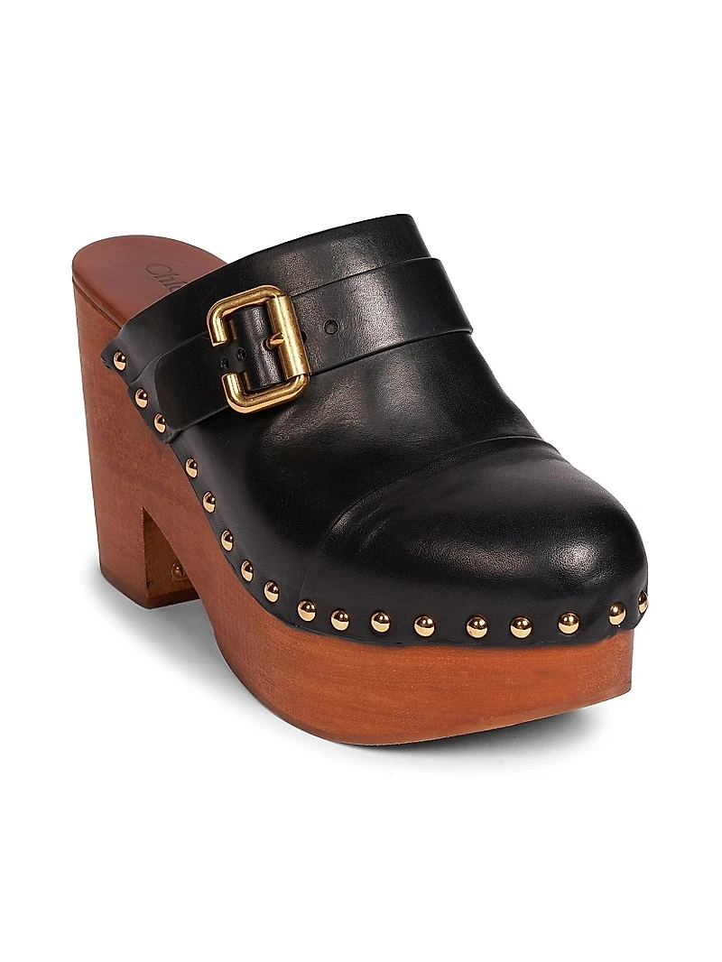 Jeannette 40MM Leather Clogs