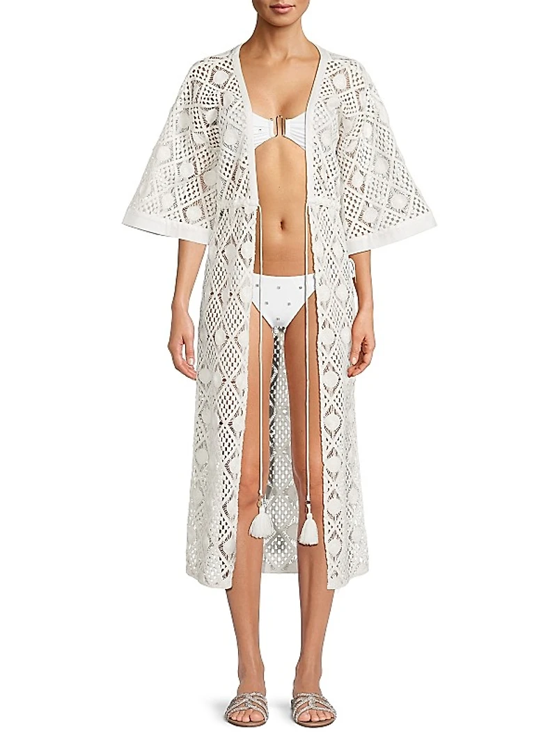 Geometric Crochet Cover-Up Maxi Dress