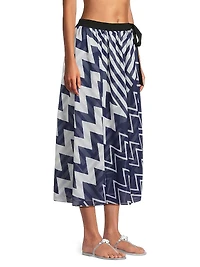 Patchwork Chevron Cover-Up Midi-Skirt