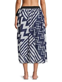 Patchwork Chevron Cover-Up Midi-Skirt
