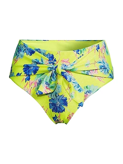 Floating Cosmos Floral Tie-Front Bikini Bottoms