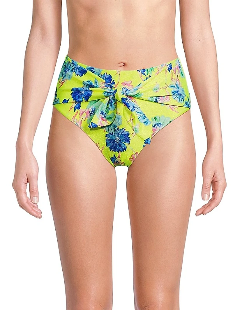 Floating Cosmos Floral Tie-Front Bikini Bottoms