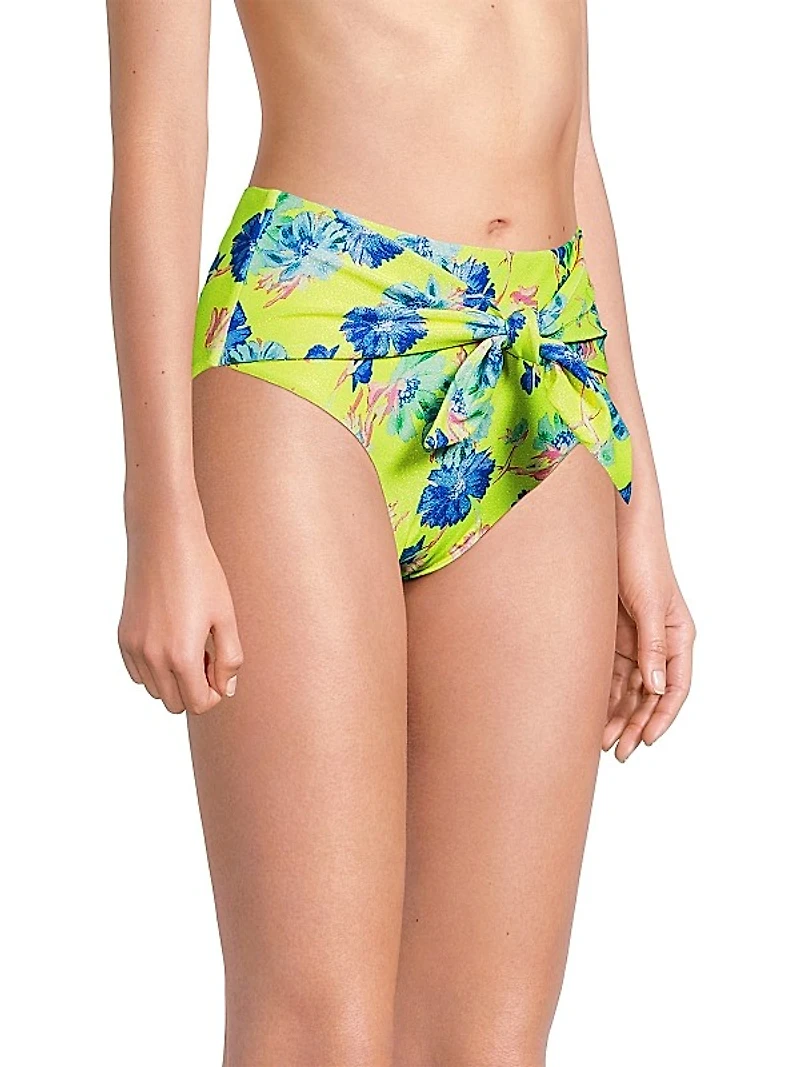 Floating Cosmos Floral Tie-Front Bikini Bottoms