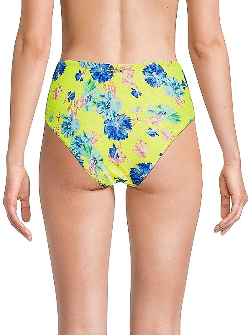 Floating Cosmos Floral Tie-Front Bikini Bottoms