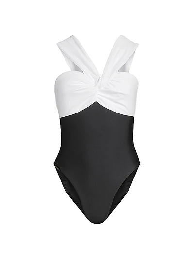 Betsy Colorblock Knotted One-Piece Swimsuit