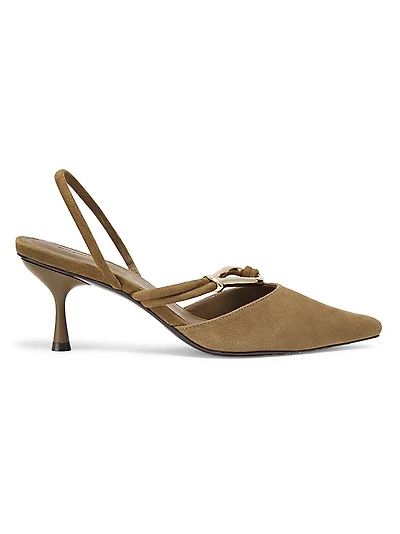 Love Knot Suede Slingback Pumps