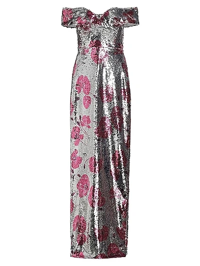 Estelle Sequin Off-The-Shoulder Gown