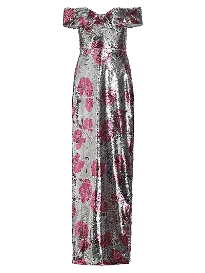 Estelle Sequin Off-The-Shoulder Gown