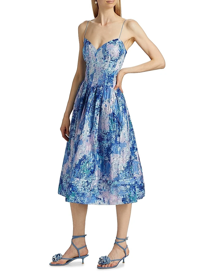 Sage Jacquard Midi-Dress