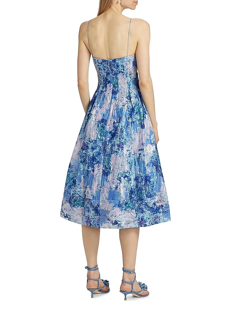 Sage Jacquard Midi-Dress