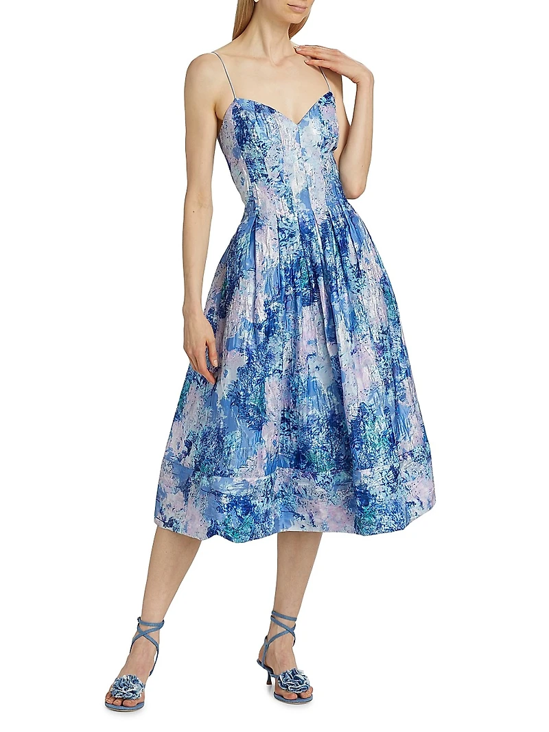 Sage Jacquard Midi-Dress