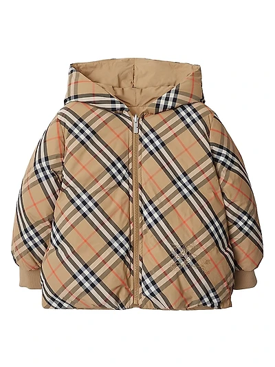 Baby Girl's, Little Girl's & Reversible Check Puffer Jacket
