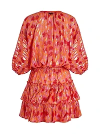 New Leopard Metallic Balloon-Sleeve Minidress