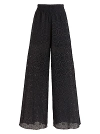 Broderie Anglaise Cotton Wide-Leg Trousers