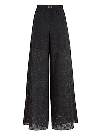 Broderie Anglaise Cotton Wide-Leg Trousers