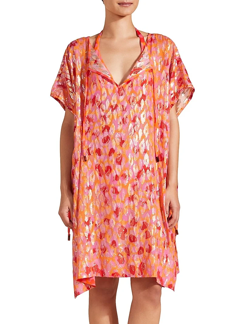 New Leopard Jacquard Short-Sleeve Minidress