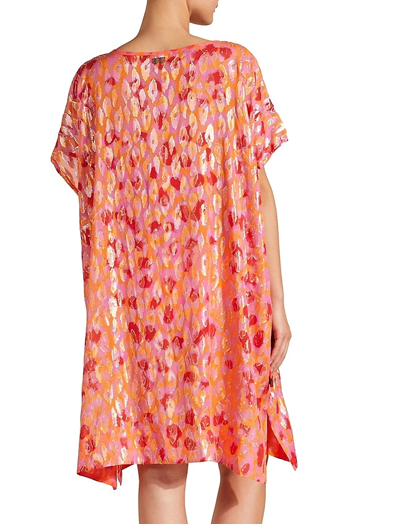 New Leopard Jacquard Short-Sleeve Minidress