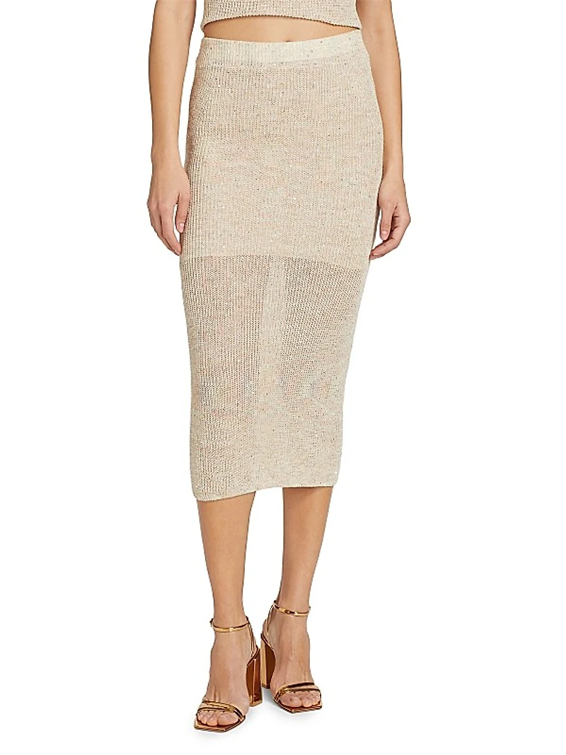 Space-Dyed Cotton-Blend Midi-Skirt