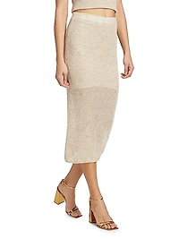 Space-Dyed Cotton-Blend Midi-Skirt