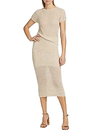 Space-Dyed Cotton-Blend Midi-Skirt