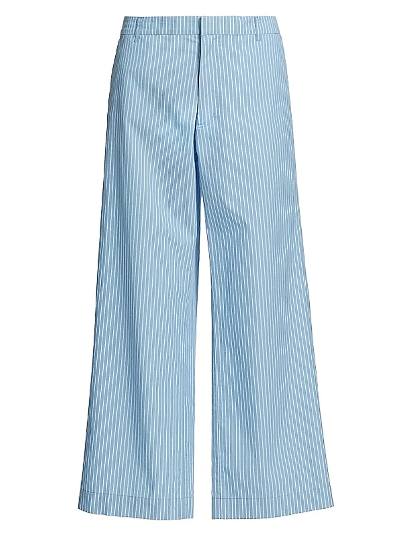 Striped Cotton Cropped Pants