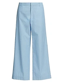 Striped Cotton Cropped Pants