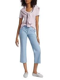 Striped Cotton Cropped Pants