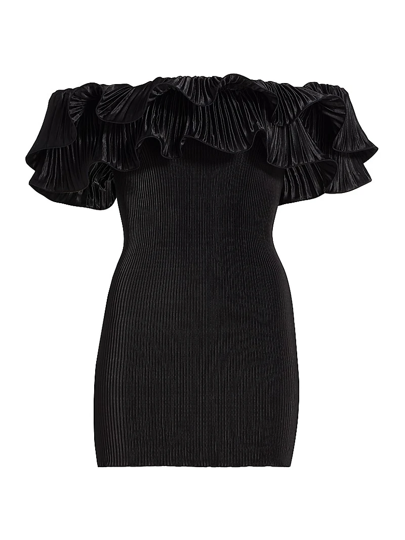 Off-The-Shoulder Pleated Minidress
