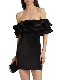 Off-The-Shoulder Pleated Minidress