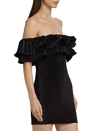 Off-The-Shoulder Pleated Minidress