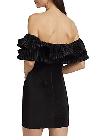 Off-The-Shoulder Pleated Minidress