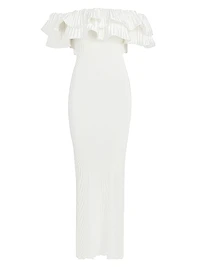 Debut Ruffled Plissé Maxi Dress