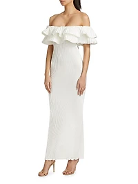 Debut Ruffled Plissé Maxi Dress