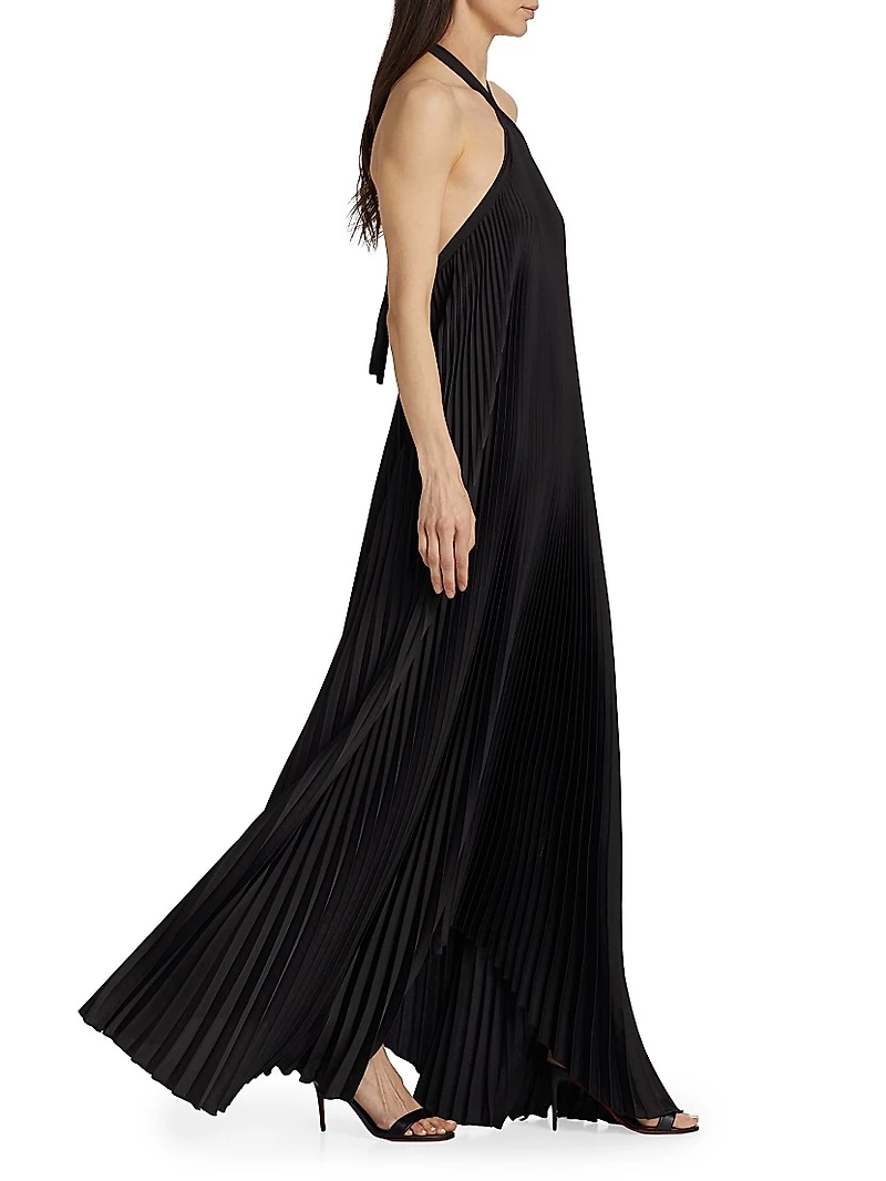 Pleated Halter Gown