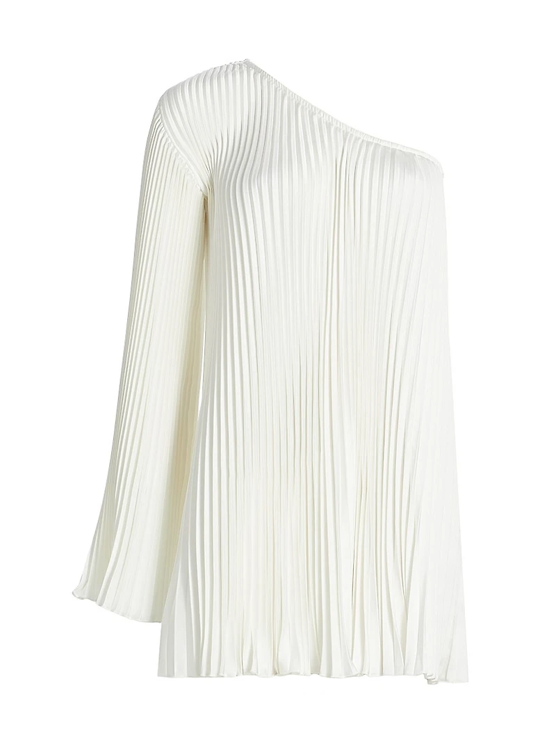 One-Shoulder Pleated Minidress