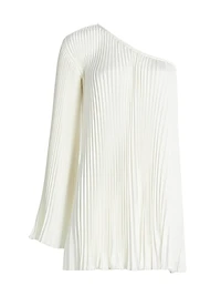 One-Shoulder Pleated Minidress