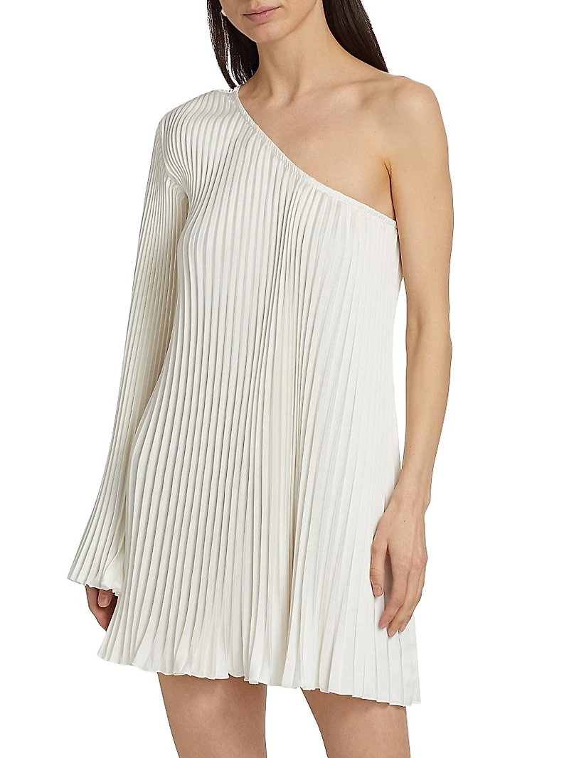 One-Shoulder Pleated Minidress
