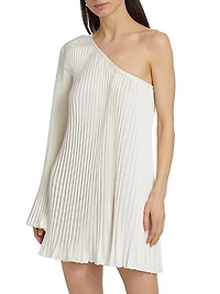One-Shoulder Pleated Minidress