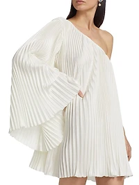 One-Shoulder Pleated Minidress