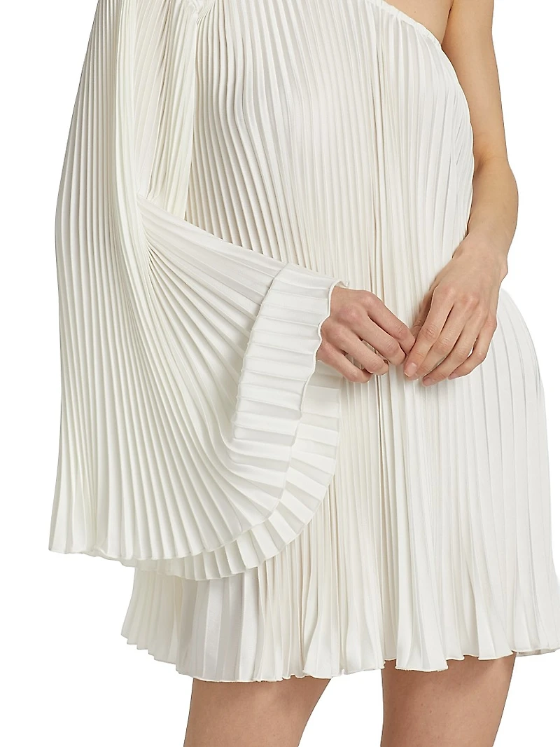 One-Shoulder Pleated Minidress