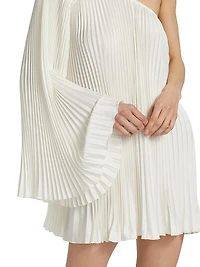 One-Shoulder Pleated Minidress