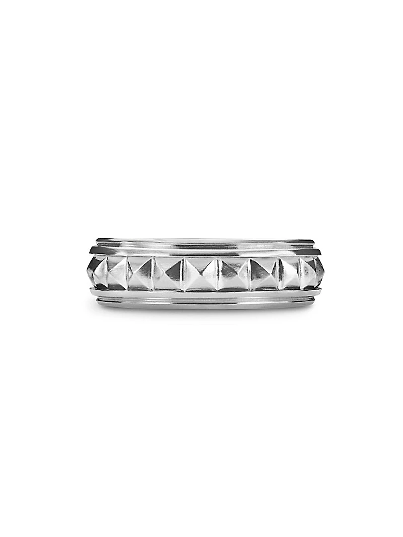 Pyramid Band Ring in Sterling Silver, 8MM