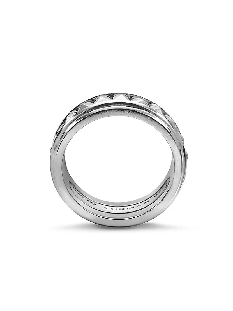 Pyramid Band Ring in Sterling Silver, 8MM
