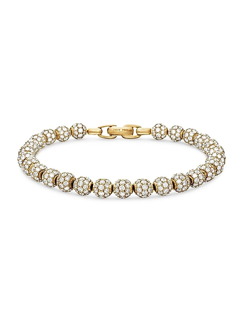 Spiritual Beads Bracelet in 18K Yellow Gold and Pavé Diamonds, 6mm
