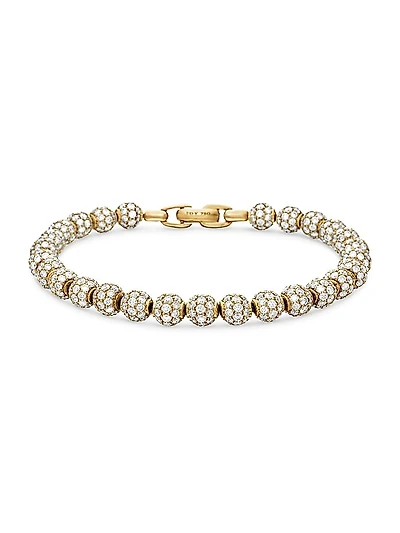 Spiritual Beads Bracelet in 18K Yellow Gold and Pavé Diamonds, 6mm