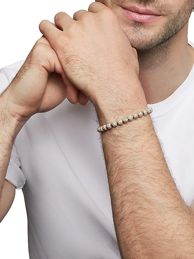 Spiritual Beads Bracelet in 18K Yellow Gold and Pavé Diamonds, 6mm